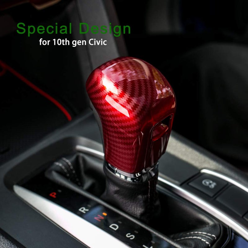 ثينيس غطاء مقبض ناقل الحركة من ثينيس للجيل العاشر من سيفيك، ملحقات داخلية لناقل الحركة الأوتوماتيكي CVT متوافقة مع هوندا سيفيك 2021 2020 2019 2018 2017 2016 - أحمر - Image 4